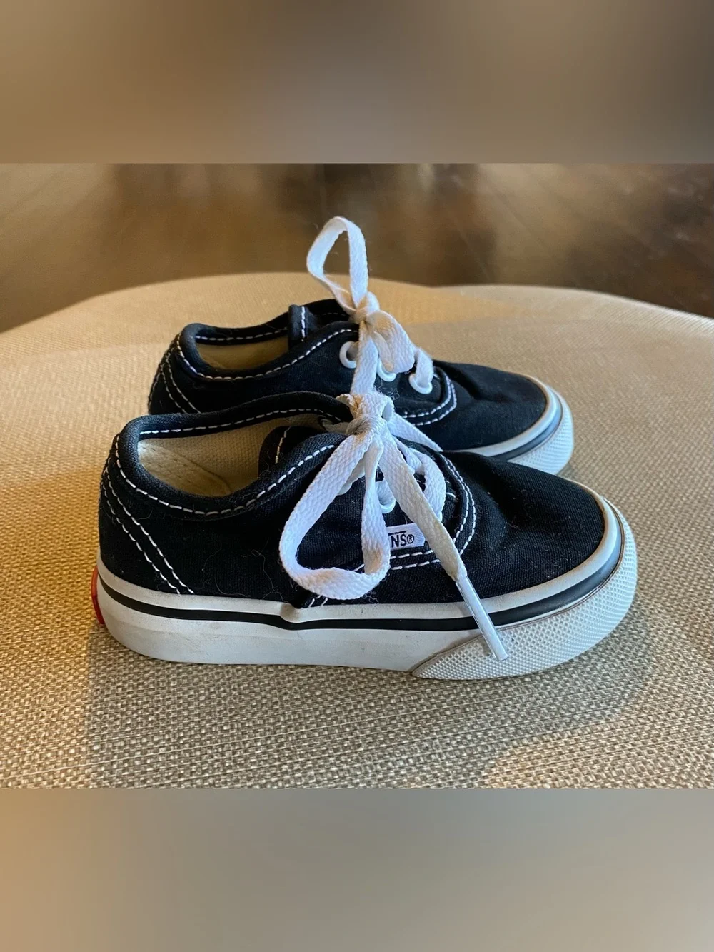 Toddler Authentic VANS Black/White Sneakers Shoes Size 4